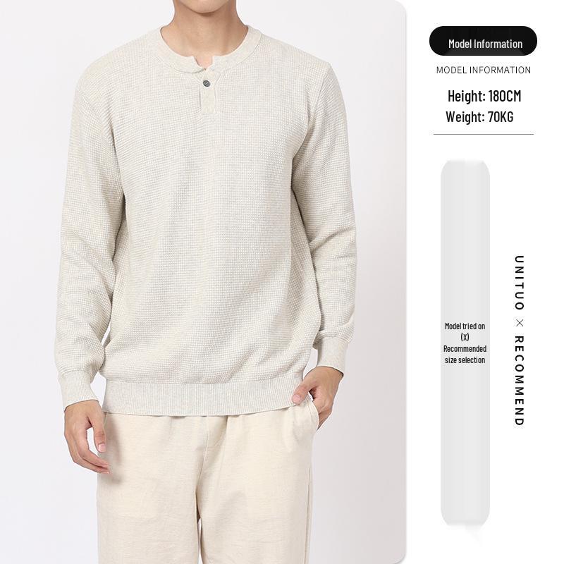 

Мужской свитер хенли узором «ананас» 2025 XL