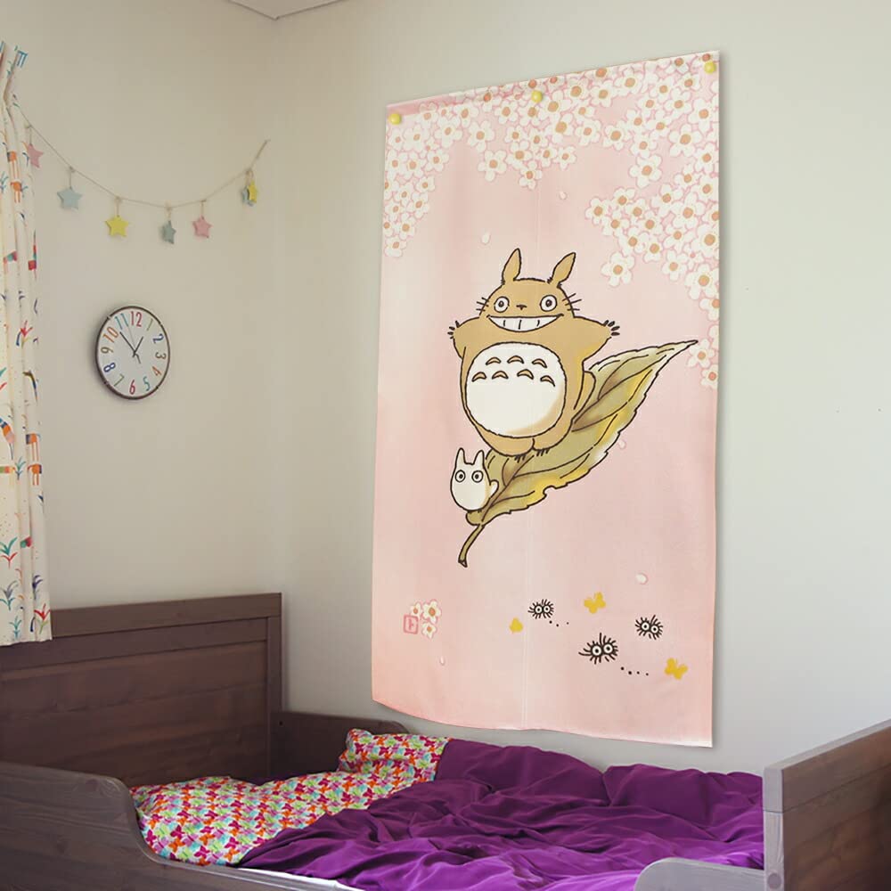 Totoro Noren Studio Ghibli and 85cm Wide X 150cm Riding the Spring 11573 [Noren Kobo] Curtain, Tapestry, Spring, Summer, Autumn, Winter, Long, Breeze,