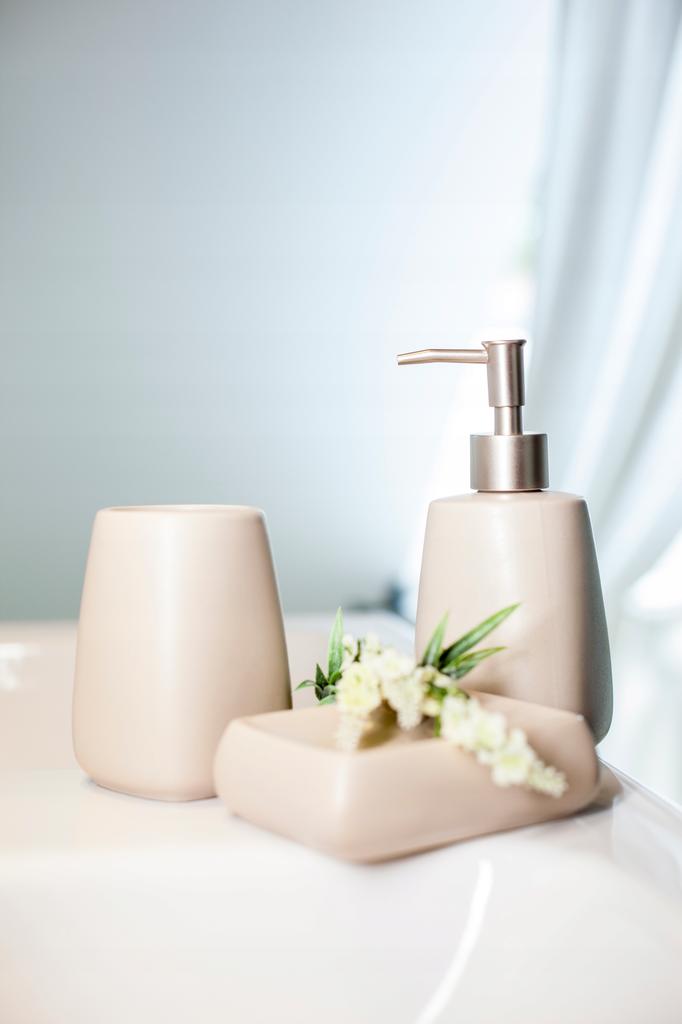 KADAX Dozownik mydła W Płynie Płynu Na mydło 400ml Pojemnik Ceramiczny 