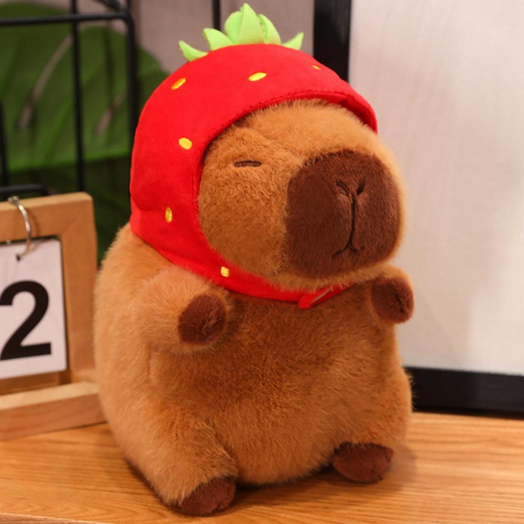 Turtle Backpack Capybara Strawberry Hat Capybara Plush Removable Accessories Super Softplushie Gift For Kids Capybara Collectors