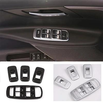 4Pcs/Set ABS Car Door Window Lift Switch Button Panel Cover Trim Stickers Fit For Jaguar XE Auto Interior Accessories