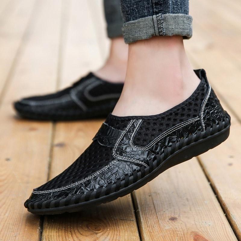 Mens Casual Leather Shoes for Men Outdoor Water Shoes Breathable Flat Mens Sandals Plus Size 38-50