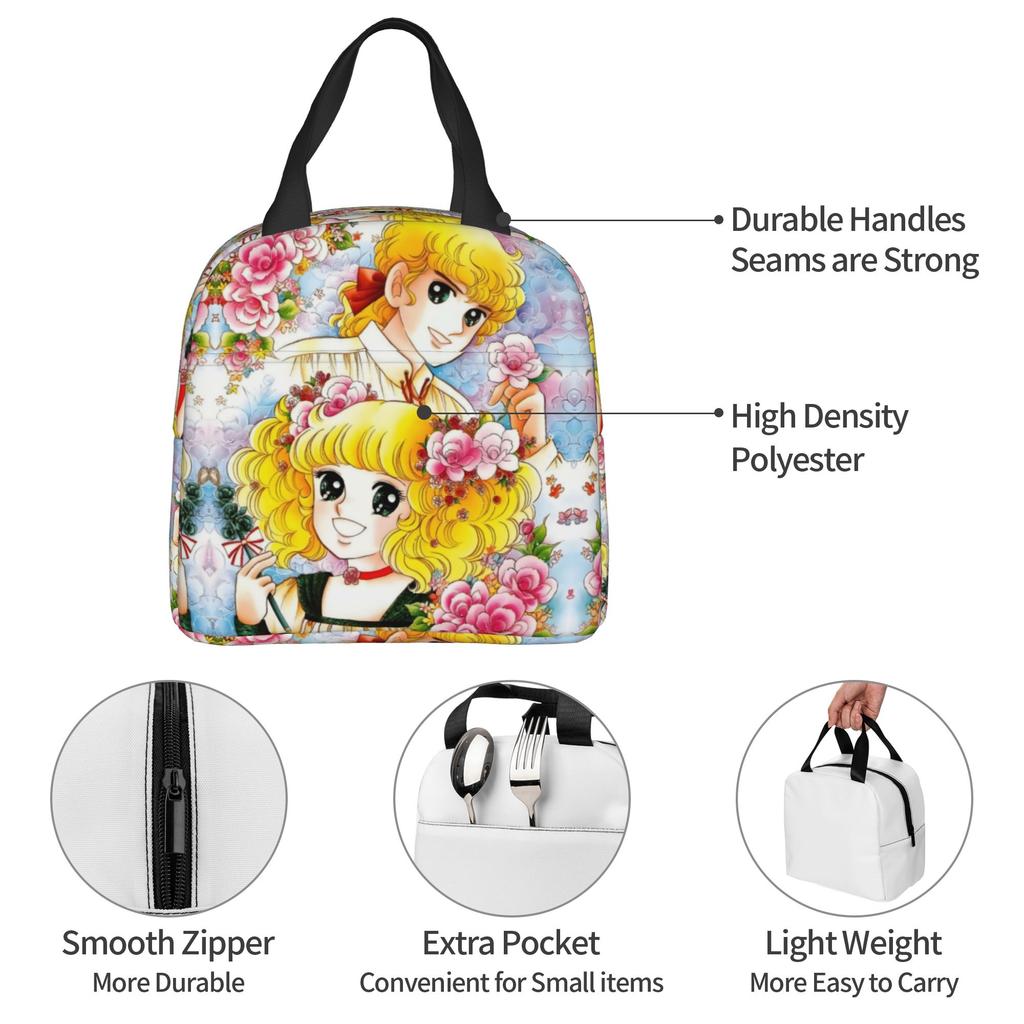 Candice Girl Candy Candy Thermal Insulated Lunch Bags Nime And Terence Portable Lunch Container for Outdoor Camping Food Box