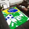 Fußballteppich inspiriert von der brasilianischen Flagge mit grünem, gelbem und blauem Design, geeignet als Antirutsch für Wohnzimmer, Schlafzimmer, Sofas