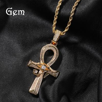 Diamond Eye of Horus Cross Twist Chain Pendant, Hip Hop Vintage Versatile Jewelry