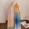 Gold Plated Star River Color Blocked Cotton and Hemp Scarf for Women Breathable and Fashionable Shawl Thin Edition