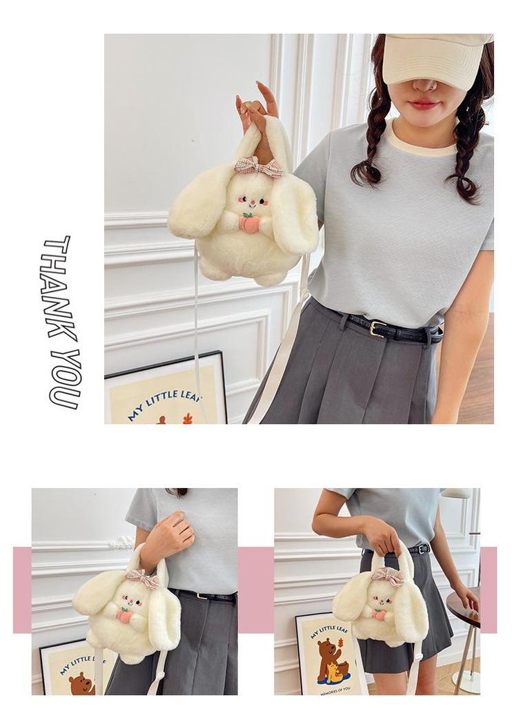 Japanese Cute Avocado Rabbit Plush Handbag - Soft Crossbody Bag for Girls
