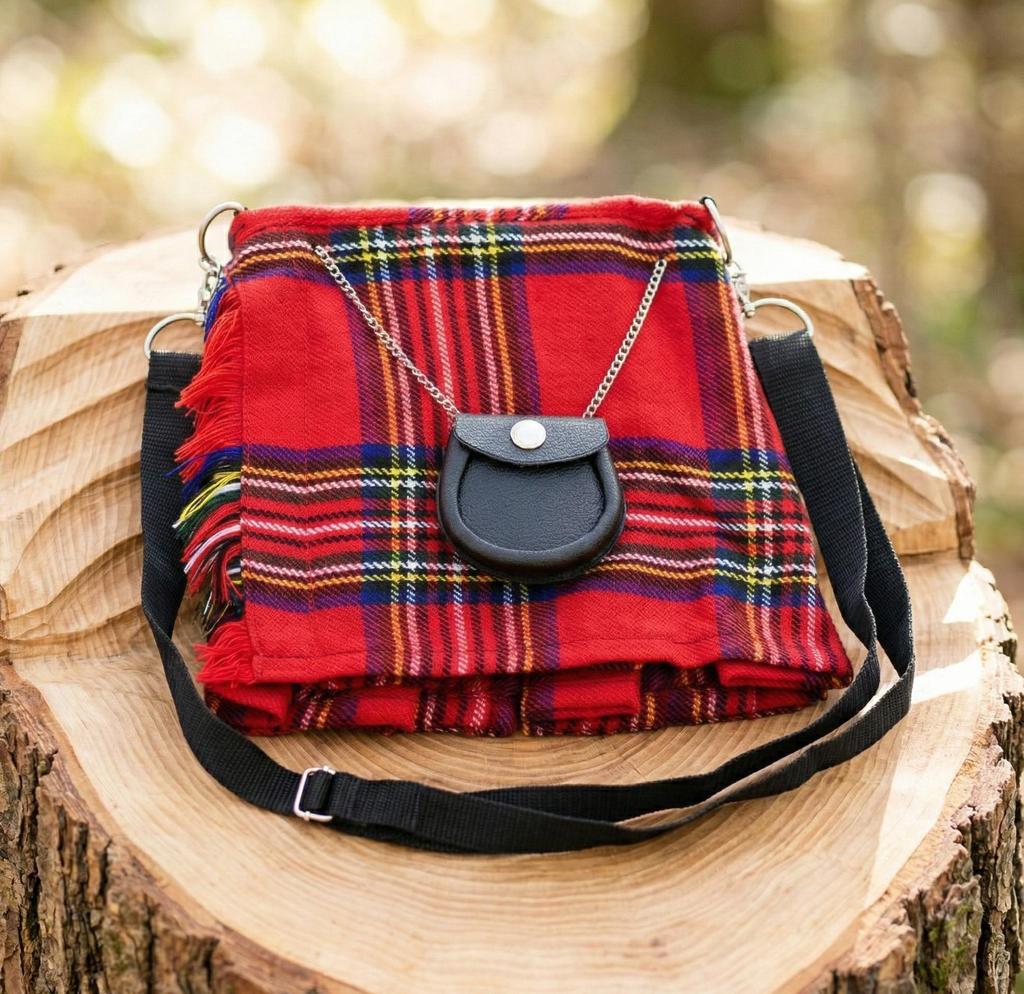Royal Stewart Shoulder Hand Bag Scottish Tartan Gift Wallet Passport Holder Women's Girls
