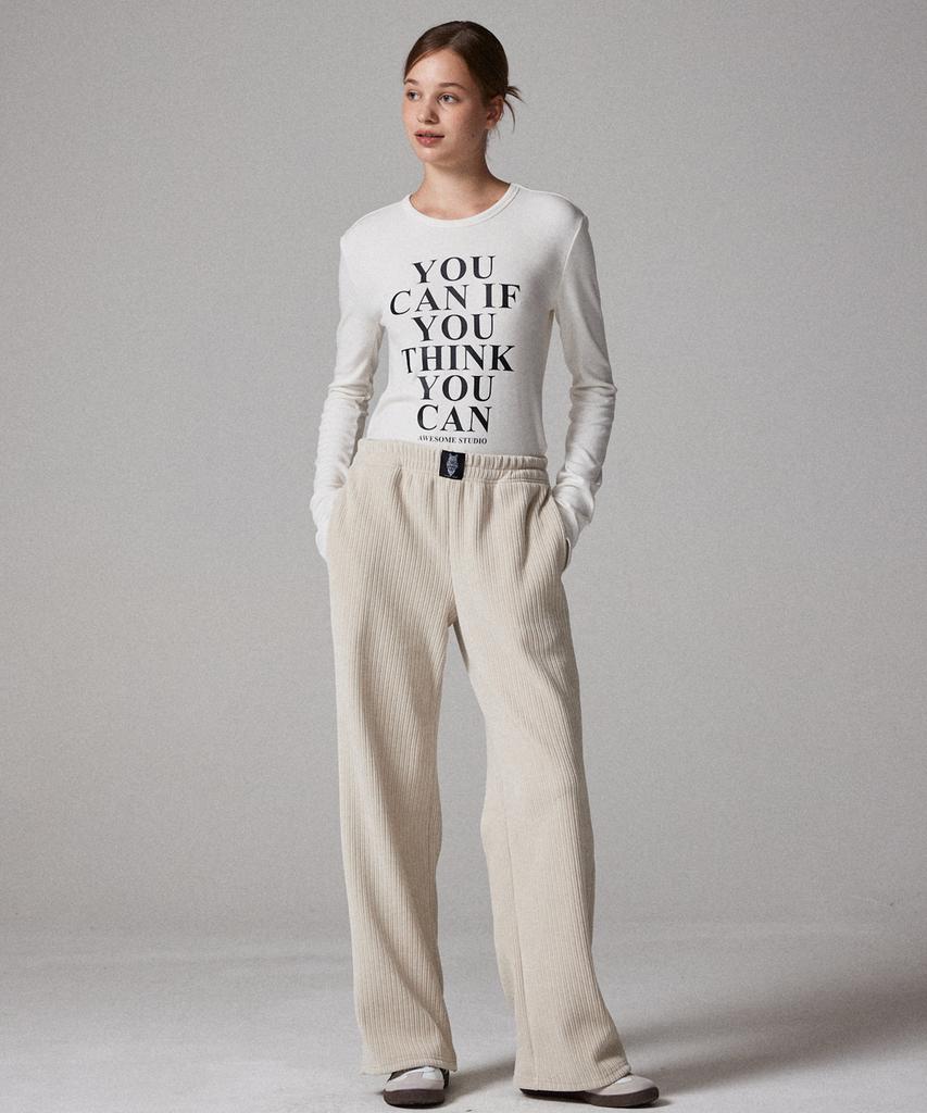 AWESOME STUDIO Corduroy Velour Sweatpants Light Beige