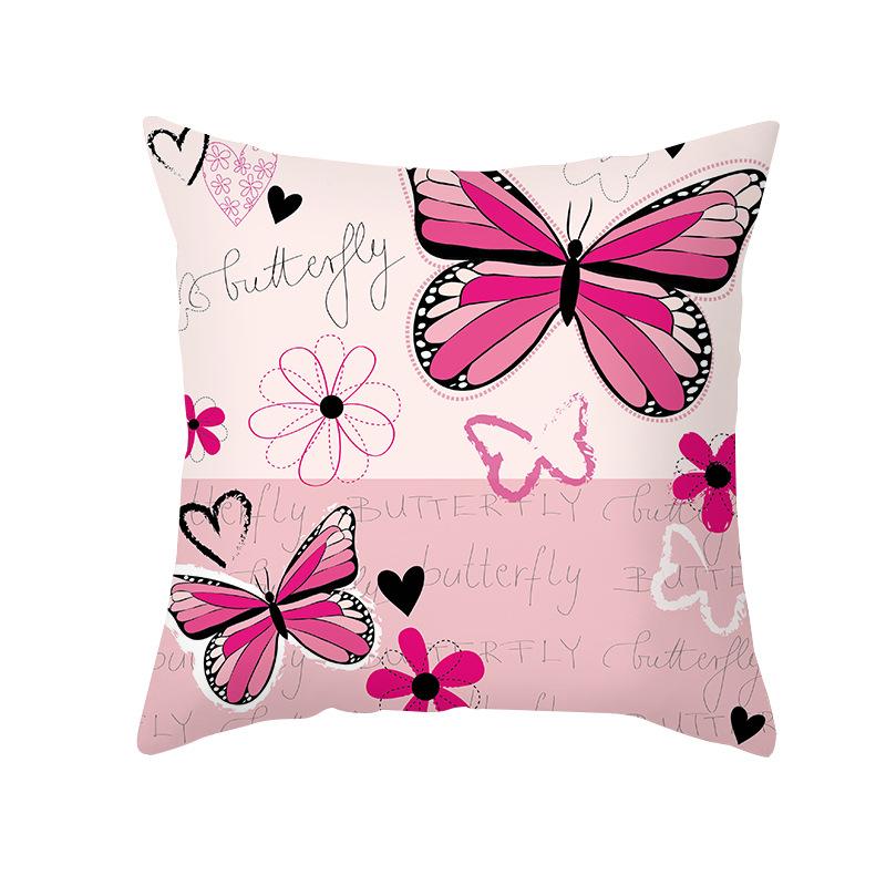 Colorful Butterfly Series Sofa Pillow Cover Nordic Peach Skin Print Office Cushion Pillow Cover Home