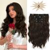 12 tommer 4 stk/sæt Clip-in Hårforlængelser Dame Kort Body Wave Paryk Hårstil Velegnet til Daglig Brug Varmebestandig Fiber Paryk Stykke
