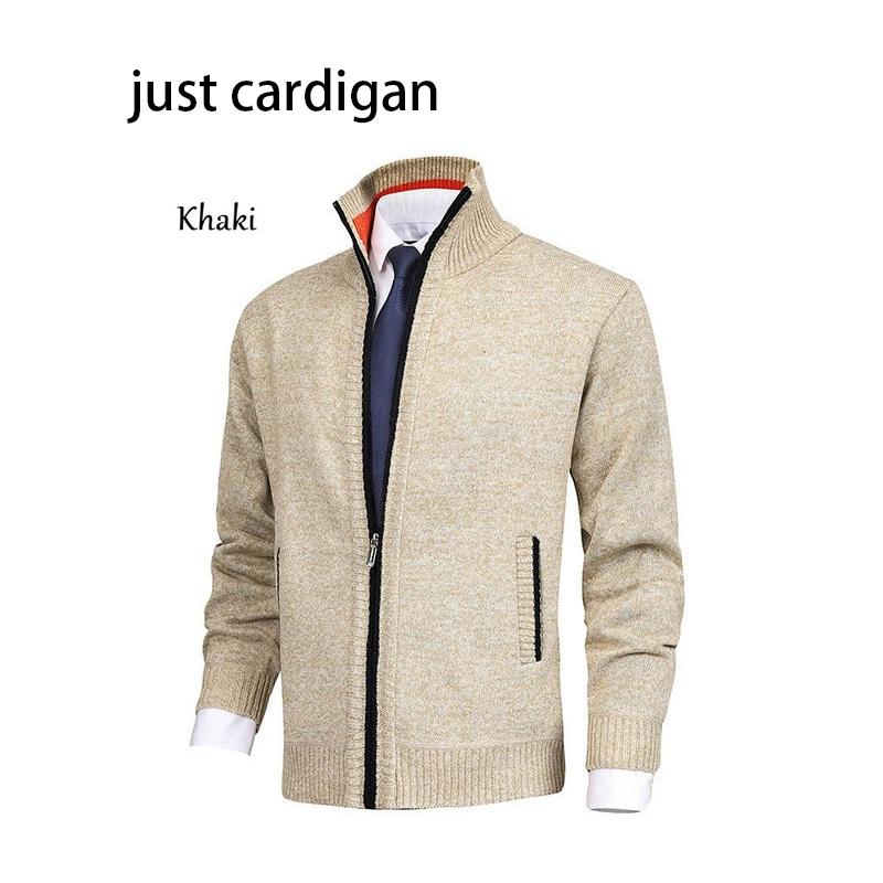 New Arrival Men's Solid Color Stand Collar Fashion Cardigan Sweater Knitted Jacket Plus Size Sweater Men Autumn/winter)