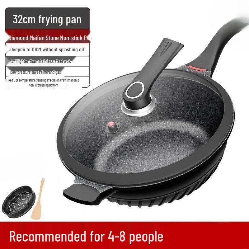ZISIZ 32cm Non-stick Wok with Steamer Basket