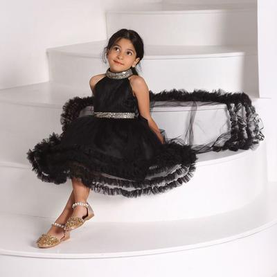 Children's Dress Trailing Princess Dress Hanging Neck Mesh Tutu Skirt Cake Dress Catwalk Dress Piano Performance Costume