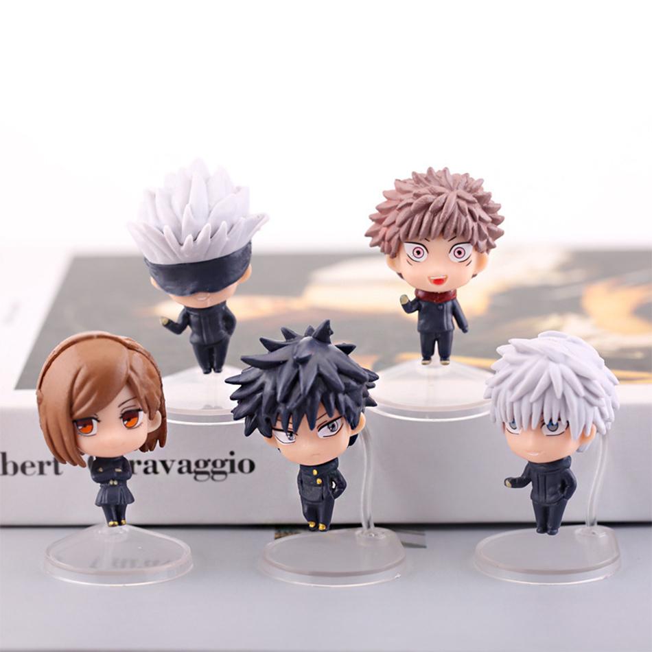 5pcs Jujutsu Battle Handheld Q-Version Tiger Staff Yuren Gojo Gojo Rose Mini Handheld PVC Model Ornament Anime Peripheral Gift