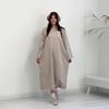 2025 Autumn European & American Women's Casual Round Neck Bell Sleeve Knitted Long Sweater Dress