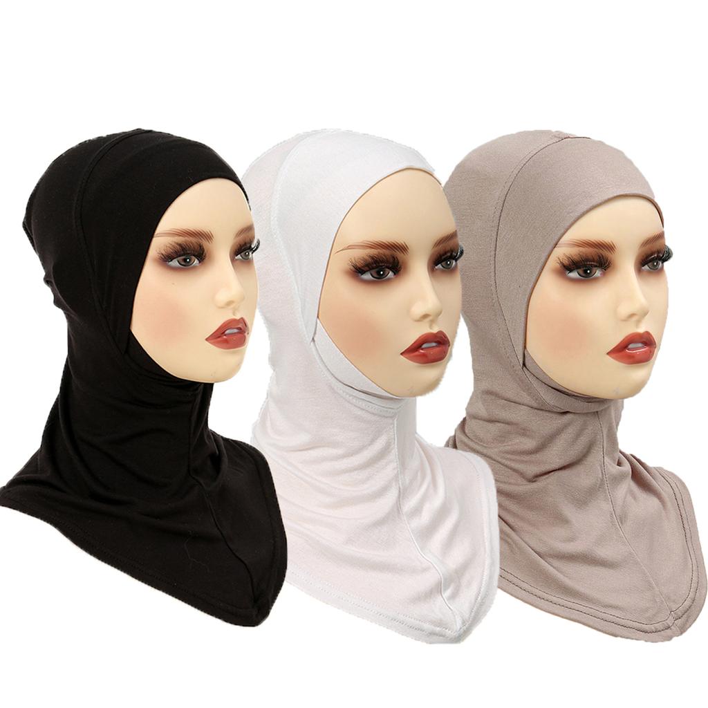 3PCS Muslim Inner Cap Hijab For Women Solid Underscarf Hijab Undercap Scarf Turban Hat Islamic Hijabs Ready To Wear Headcover
