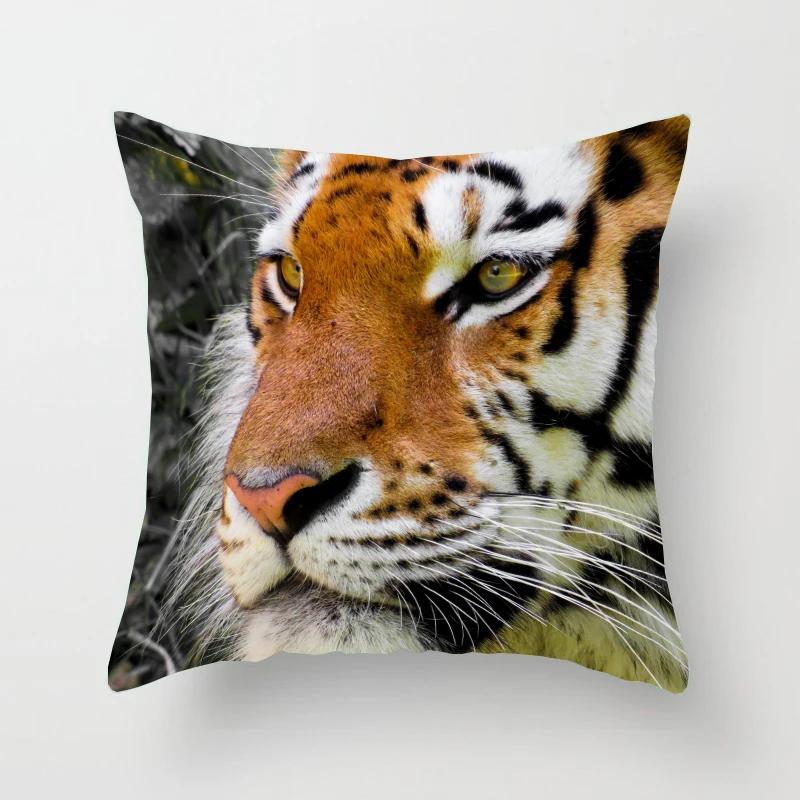 Tiger Series Printing Pattern Decoration Home Pillowcase Square Office  Cushion Cover