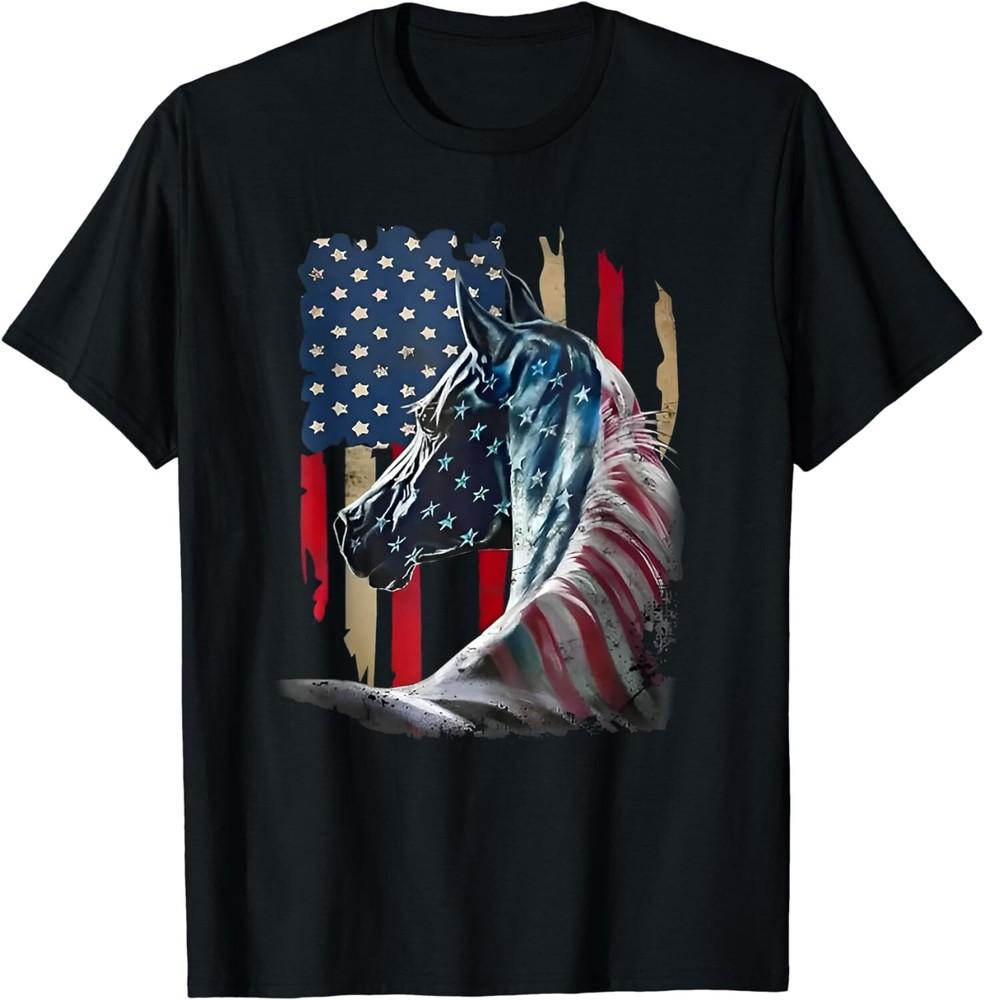 

Patriotic Horse USA Flag Vintage Horse 4th Of July Gift Unisex T-Shirt M