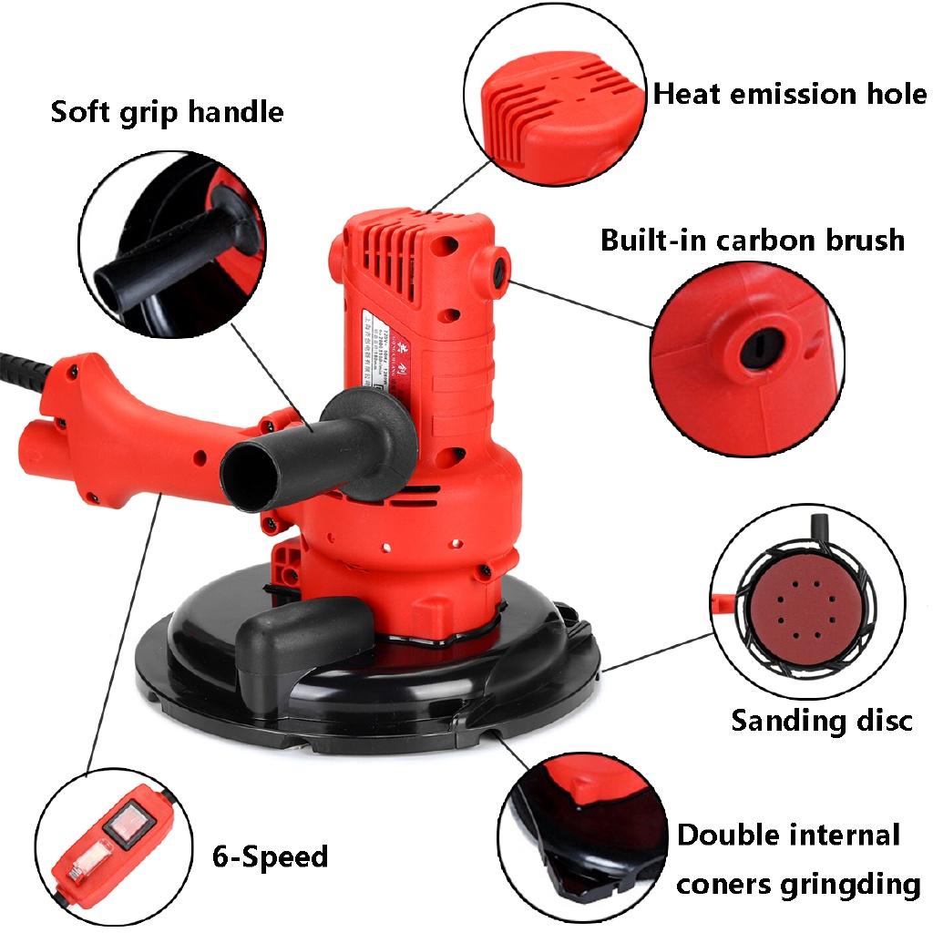 AC220V Wall Putty Polisher Grinding Machine Portable Vacuum Self Clean Type Dry Wall Sanding Grinding Power Tools