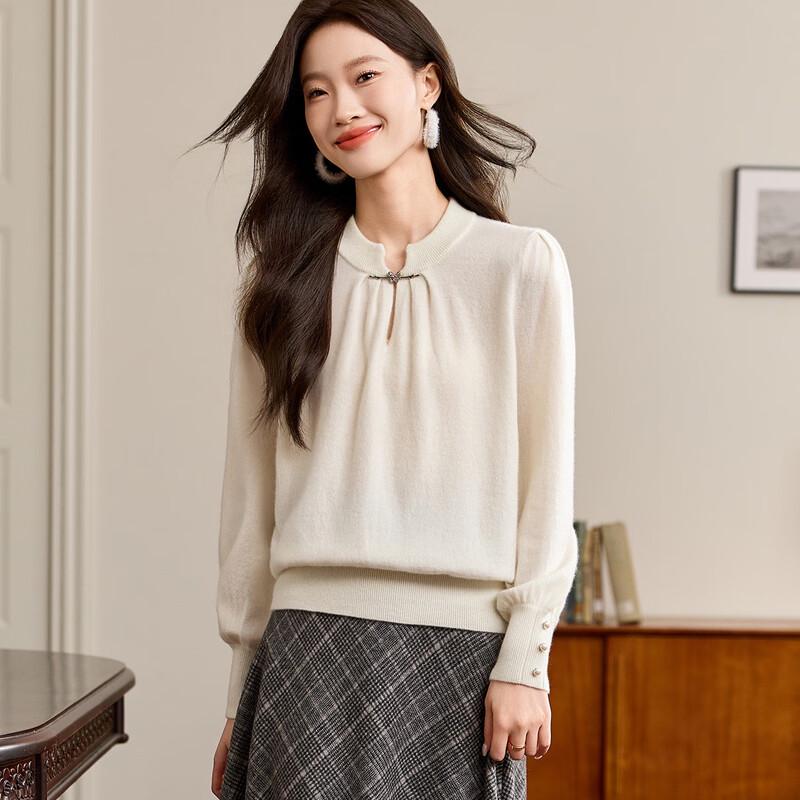 Srcr Women's 100% Cashmere Elegant Knitted Sweater