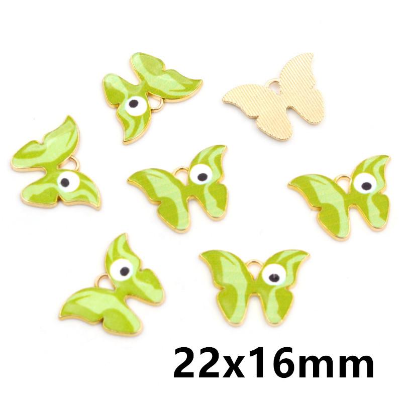 10pcs/lot 21x15mm Colorful Butterfly Charms Pendant Enamel Metal Small Charms Necklace Bracelet DIY Jewelry Making Accessories