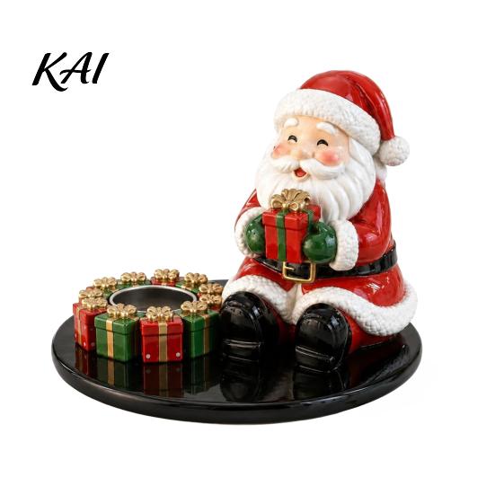 Rustic Festive Ornament Christmas Candle Holder, Cute Santa Claus/Snowman/Elf Boy/Gingerbread Tealight Resin Cozy Home Accents Tabletop Candlestick