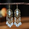 Vintage Bohemian Long Drop Dangle Earrings For Women Geometric Beads Handmade Tassel Crystal Ethnic Boho Wedding Earings Zircon