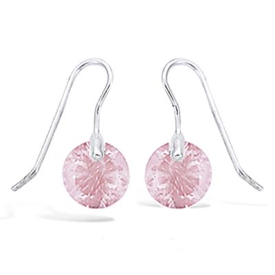 [I9837] - Silver Pink 'Crystal' Silver Earrings (rhodium-plated) - 7 Mm