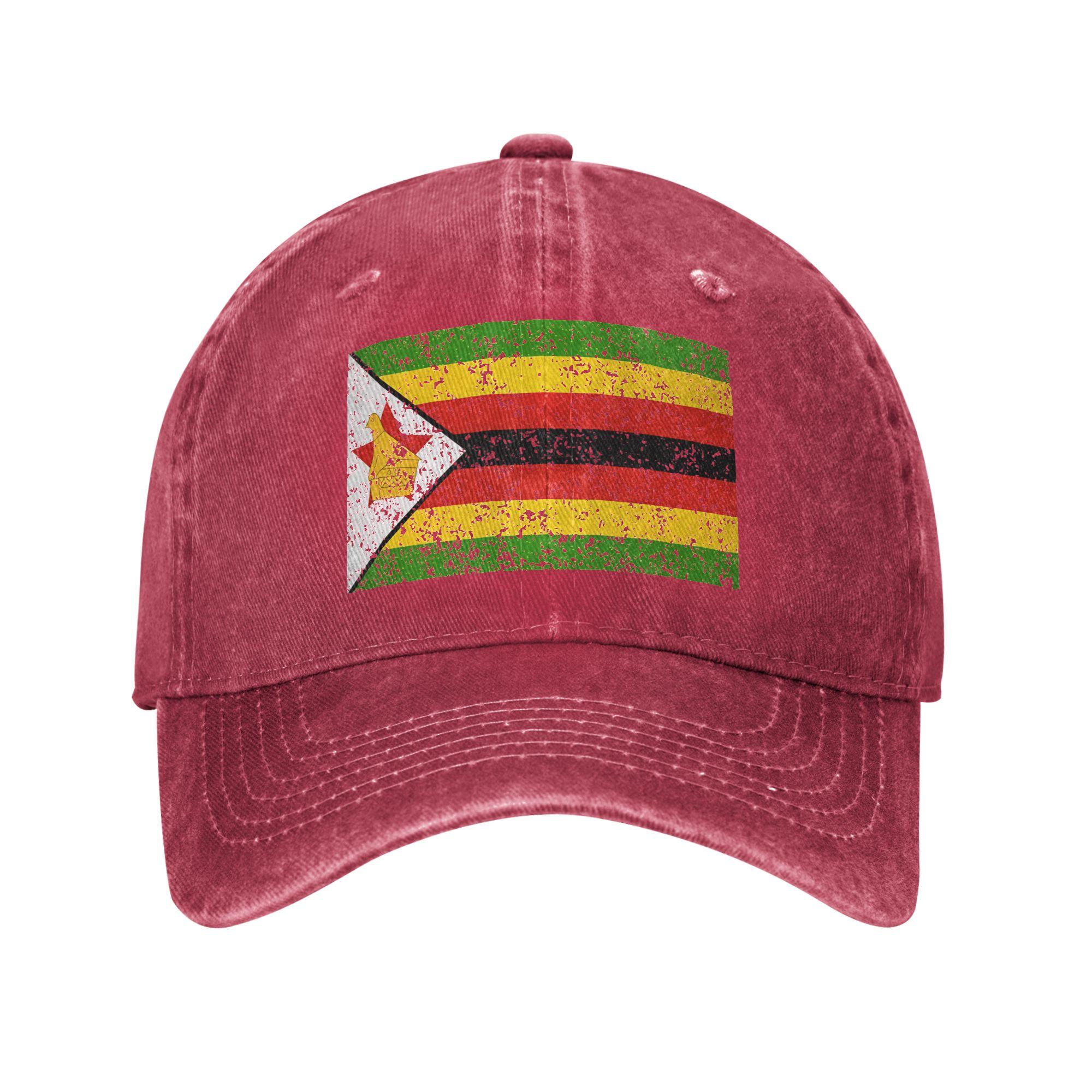 Zimbabwe Flag Casual Baseball Cap Summer Trucker Hat Adjustable Tennis Skate Snapback Cap Unisex Unisex Stylish Baseball Caps One Size