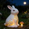 Solar Rabbit Garden Light Easter Cute Rabbit Statue Outdoor Decoration Resin Outdoor Statues Warm Light For Patio Balcony Yard