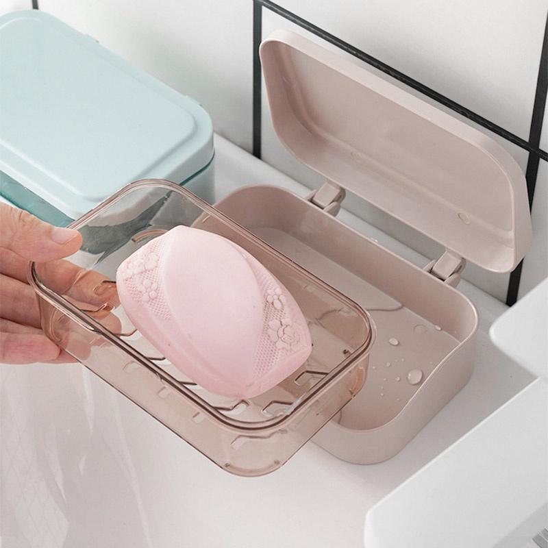 Bathroom Soap Dish With Lid Home Plastic Soap Box Travel Portable Soap Tray Container