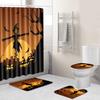 Halloween Duschvorhang Bodenmatte Kombination Vierteilige Haushalts-Fußmatte Schlafzimmer Rutschfester Teppich