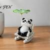 Unique Holiday Gifts Rocking Frog Panda Figurine, Cute Resin Bobble Chair Decor with Lotus Leaf Design, Figurines Stress Relief Desk Ornament for Car