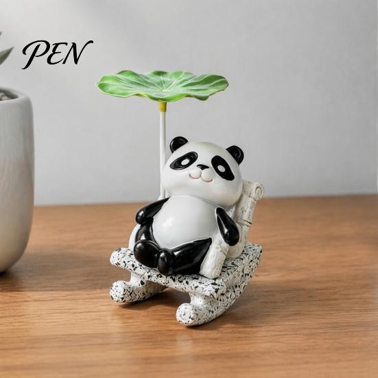 Unique Holiday Gifts Rocking Frog Panda Figurine, Cute Resin Bobble Chair Decor with Lotus Leaf Design, Figurines Stress Relief Desk Ornament for Car