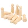 Set of 10 75mm Wooden Peg Dolls, Solid Color Family Figures (75mm Girls)