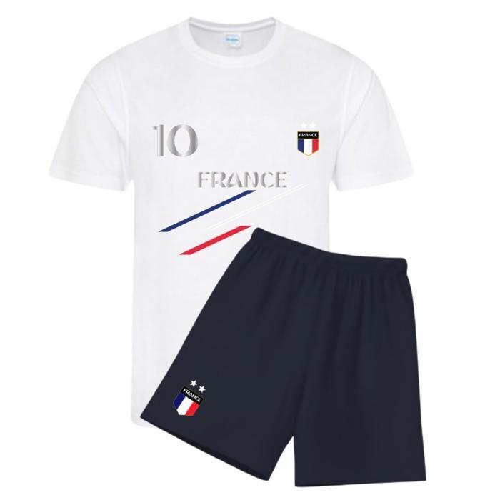 Ensemble short et maillot - France - 2 étoiles - Blanc bleu marine - Garçon - 3 à 13 ans