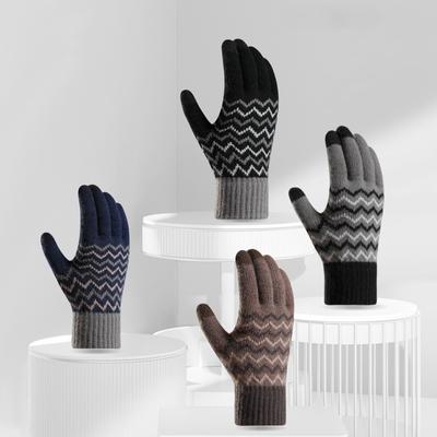 Winter Herren Plüsch Kalte und warme Handschuhe mit geteilten Finger Touchscreen Strickhandschuhe