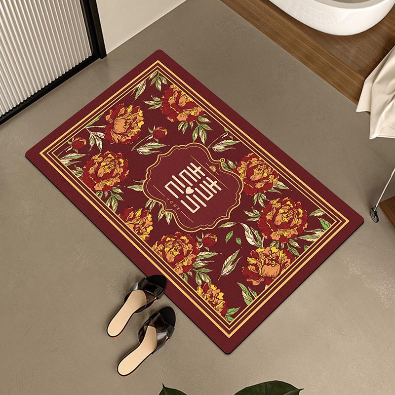 American Retro Semicircular Bathroom Floor Mat Water Absorption and Quick-drying Toilet Bathroom Door Foot Mat Diatom Mud Anti-slip Door Mat