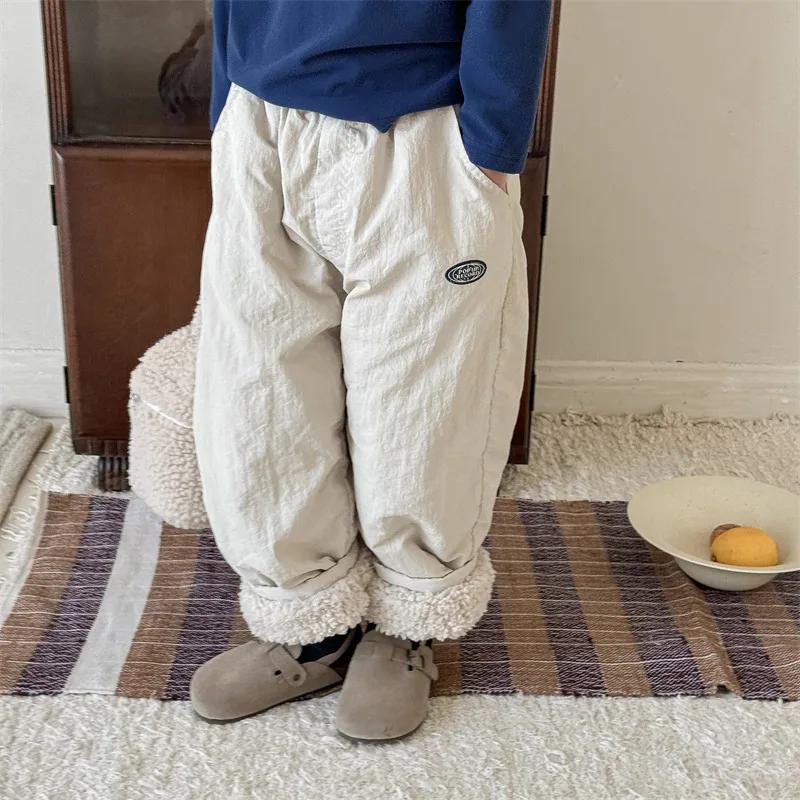 Baby Pants Winter Plus Velvet Boy's Casual Pants Warm Cotton Padded Girl's Trousers