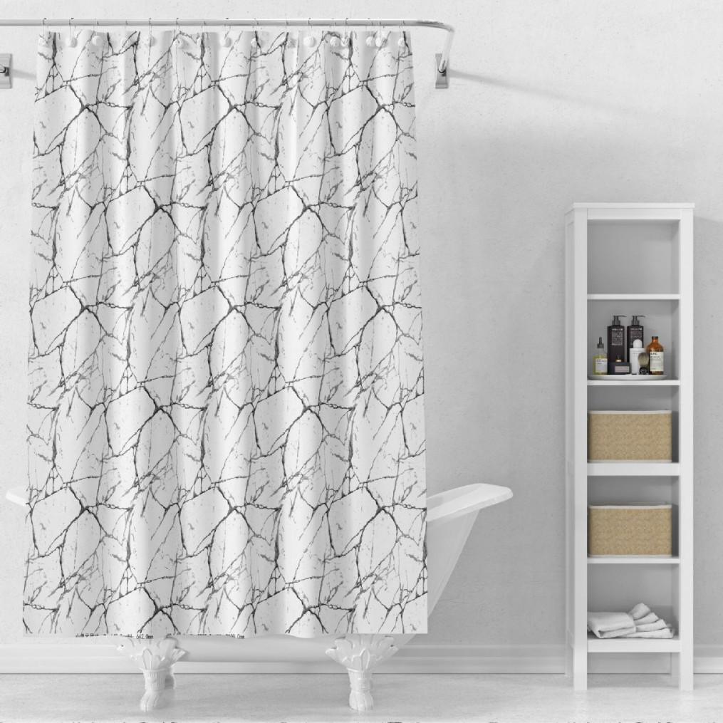 3D Printed PEVA Shower Curtain with Hooks – Thick, Waterproof, Mildew-Resistant Bathroom Partition