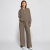 Fashionable Women's Two-piece Zipper Sweatshirt Wide-leg Sweatpants Casual Suit