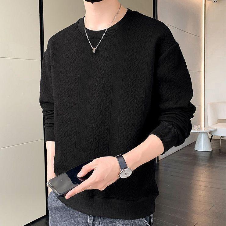 Men's Trendy Fleece-Lined Long-Sleeve Sweatshirt for Autumn/Winter