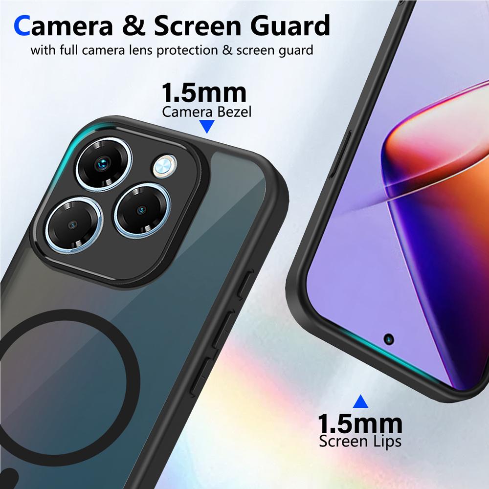 KEYSION Magnetic Phone Case for for Infinix Smart 8 Soft Silicone+PC Matte Translucent Shockproof Back Cover for Infinix Hot 40i