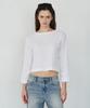 CITTA Waffle Semi Crop T-Shirt_Ctt3003(White)