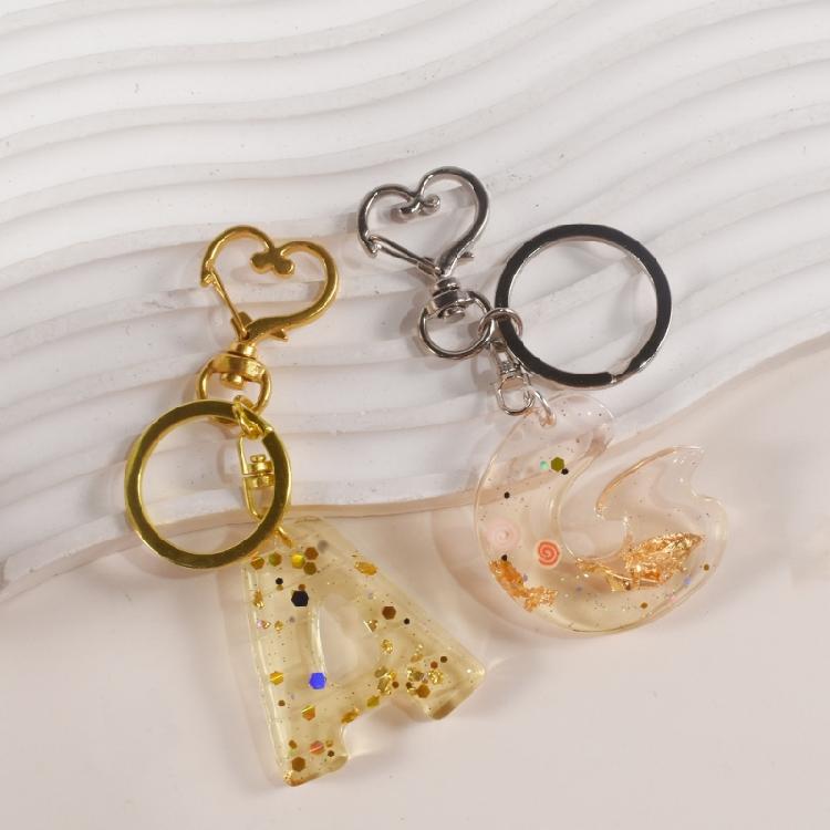 Silicone Keychain Mold with Hole Letter/Numbers Charm Key Pendant Crafting Mould Handmade Jewelry Making Supplies