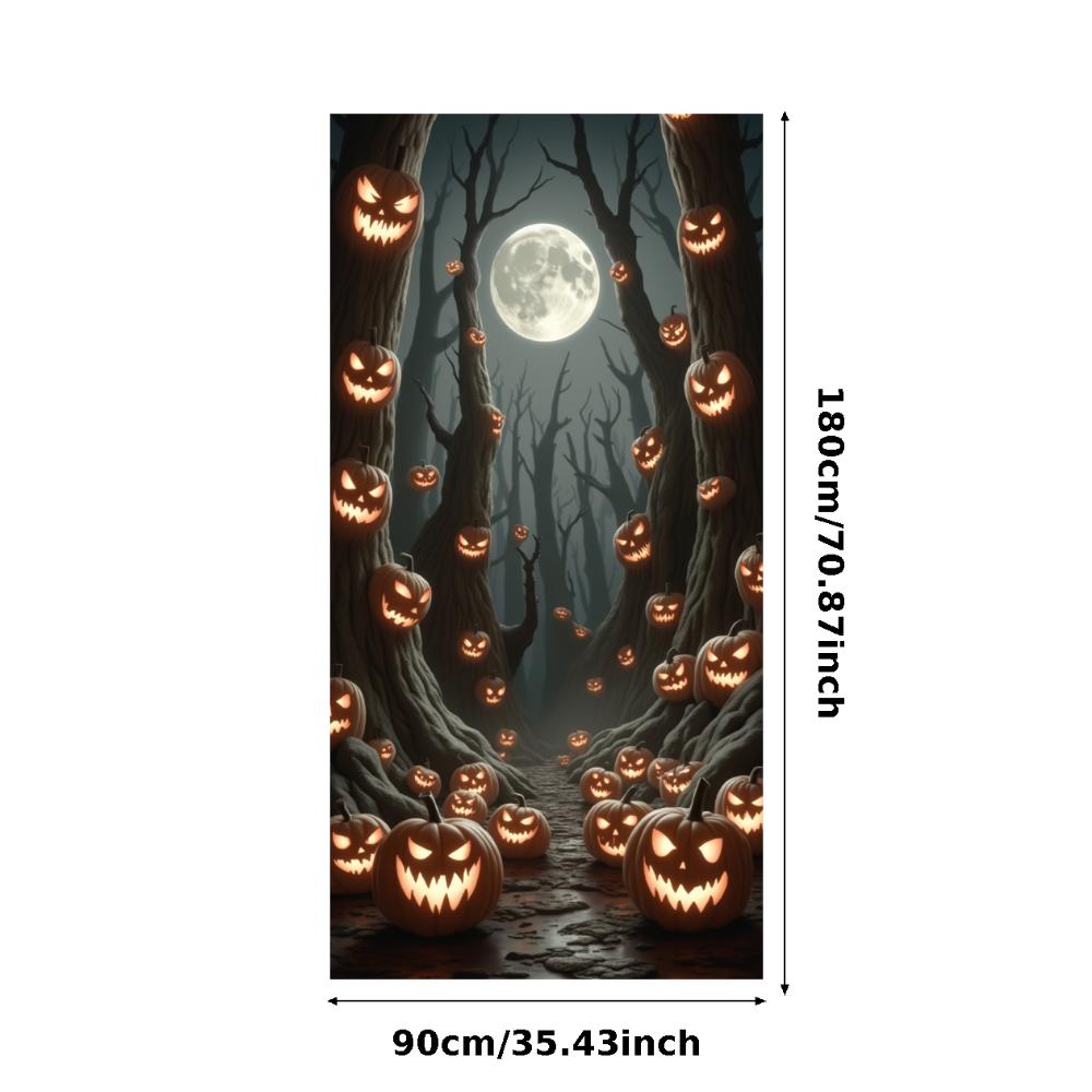 Jack O Lantern Banner Starry Sky Forest Theme Banner Pumpkin Banner Halloween Theme Spooky Decoration For Autumn Celebration
