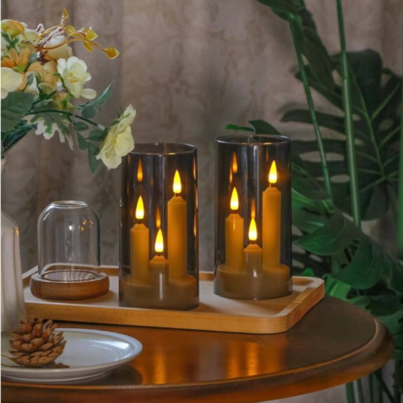 Led Acrylic Candle Set With Remote Control For Wedding Party Event Decor