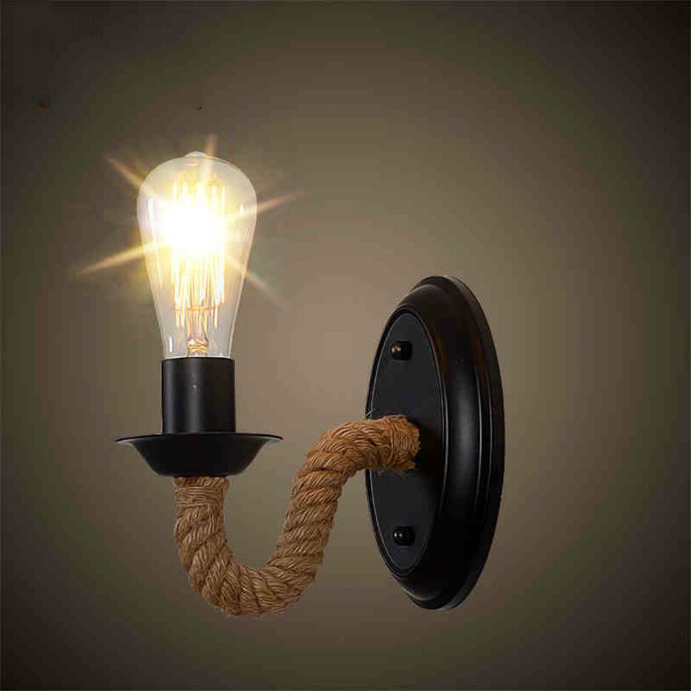 LEDMOMO Retro LED Hemp Rope Wall Light Vintage Bedside Lamp Metal Indoor Lighting Home Fixtures Sconce Light for Aisle Bedroom Bedside Bulb Not Included LEDMOMO Retro LED Hemp Rope Wall Light Vintage Bedside Lamp Metal Indoor Lighting Home Fixtures Sconce Light for Aisle Bedroom Bedside Bulb Not Included