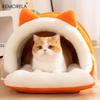 KEMORELA New For Cat Ear Cat Bed -Soft & Semi Winter-Enclosed Pet Nest with Non-Slip Bottom, Windproof & Warm Removable Washable